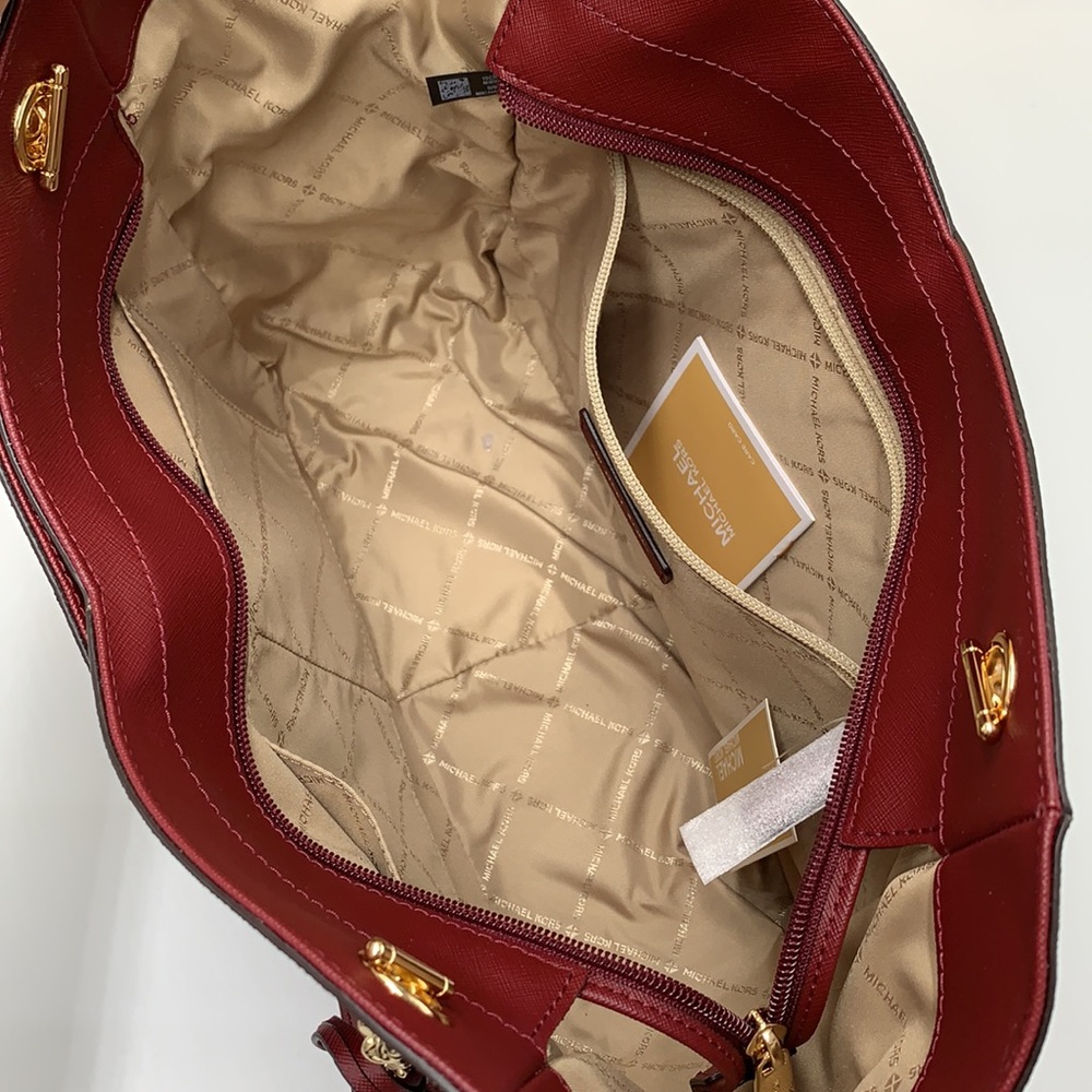MICHAEL KORS 
Jet Set Large XChain  Logo Shoulder Tote Bag DARK CHERRY COLOR - Picture 14 of 16